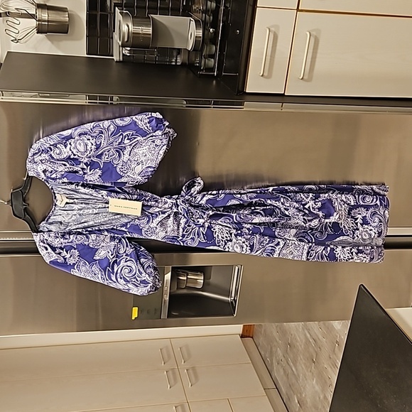 💕MARA HOFFMAN💕 Fila Dress ~ Purple with White Abstract Print Small S NWT - Picture 9 of 16